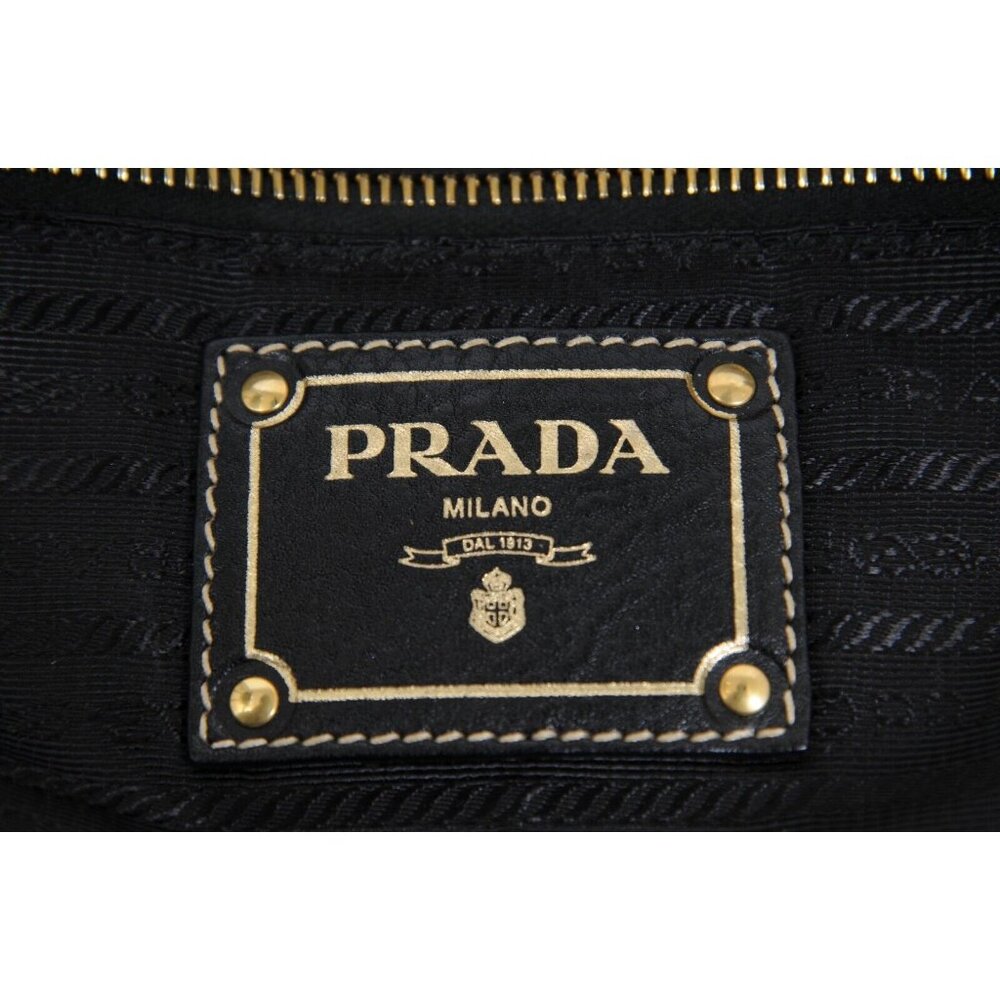 Prada Womens Paglia Vitello Daino Frame Satchel Shoulder Bag Black Woven Raffia - Picture 16 of 16